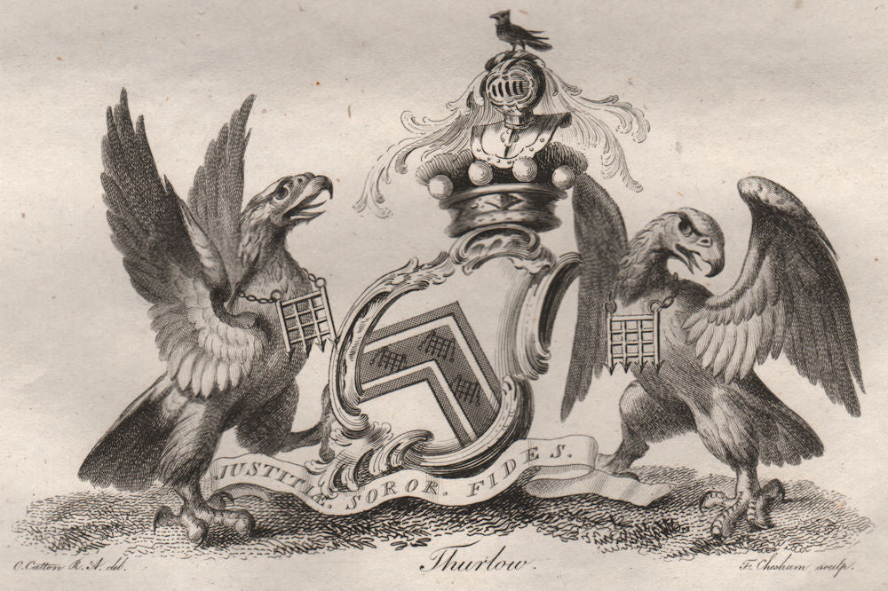 THURLOW. Coat of Arms. Heraldry 1790 old antique vintage print picture